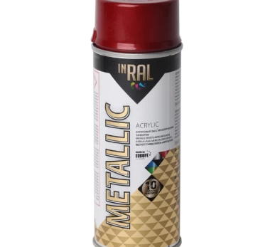 Aerozolinis akrilinis lakas INRAL METALLIC, 400 ml Raudonos spalvos,