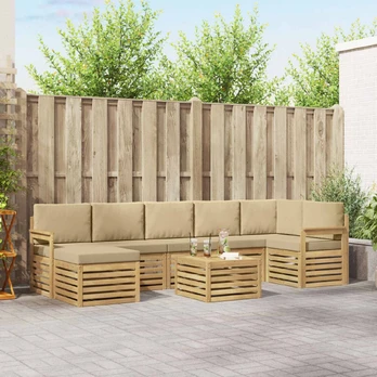 Lauko sofos komplektas 7 pcs Balta ir Bežė 59 x 59 x 37 cm