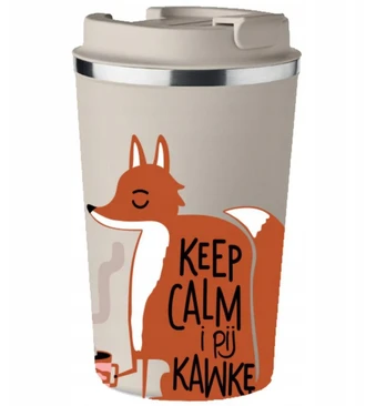 Postar Premium termo puodelis su spauda Keep Calm Pij Kawkę Lis 350 ml Kt_085