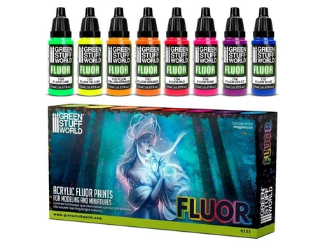 Green Stuff World Žalias stuff world - Set x8 Fluor Paints, 9353