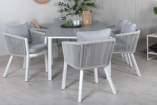 Levels Table 160/240 - White/Grey+Virya Dining Chair - White Alu / Grey cushion _6