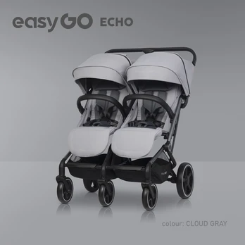 Vežimėlis dvynukams Easy go Echo, Cloudy gray