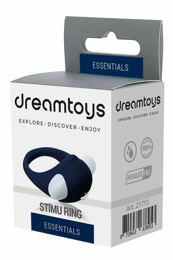 ESSENTIALS Stimu Ring Blue - Stretchable Silicone Vibrating Ring IPX5
