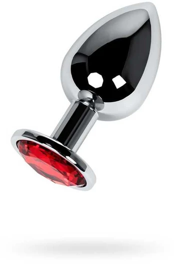 Sidabrinis anal plug TOYFA Metal with red round-shaped gem,