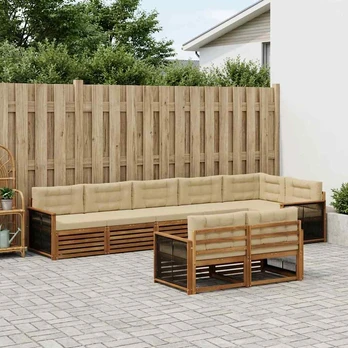 Lauko sofos komplektas su pagalve 8 pcs Natūralus ir bežinis