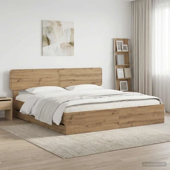 Lova Bed Frame with Storage and Headboard Artisan Oak 180 x 200 cm