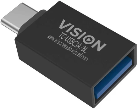 Adapteris USB Vision USB-A - USB-C Juodas (TC-USBC3A/BL)
