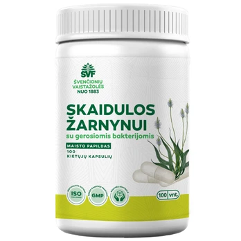 Skaidulos žarnynui su gerosiomis bakterijomis ŠVF/AC, 100 kaps.