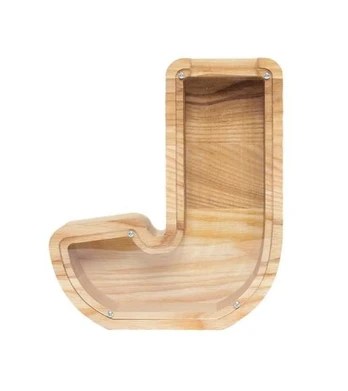 Didelė medinė taupyklė raidė „J“ (34 cm)