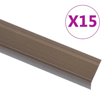 Profiliai laiptams, 15vnt., rudi, 90 cm, aliuminis, L formos
