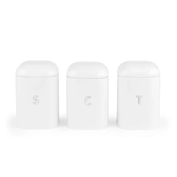 Salter BW14043EU7 Boston 3-Piece Canister Set, White
