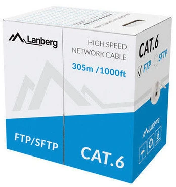 LANBERG FTP KABELIS CAT.6 305 M CU LAIDAS PILKOS SPALVOS