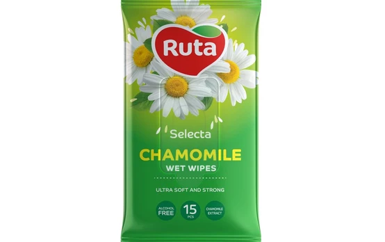 Drėgnos servetėlės RUTA Selecta Chamomile, 15 vnt.