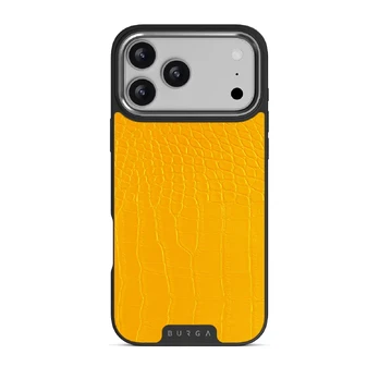 Canary Yellow - Snake Skin iPhone 17 Pro Max Case, Elite Dark (MagSafe) / Silver