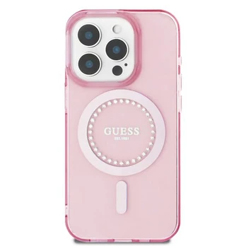 Guess GUHMP16LPFTDTEP iPhone 16 Pro 6.3" rožinis/pink hardcase IML Rhinestones MagSafe