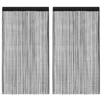 Virvelinės užuolaidos, 2vnt., 100x250cm, juodos spalvos