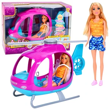 Lean Toys Anlily Doll Set Large Helicopter Movable Propellers Violetinė Set