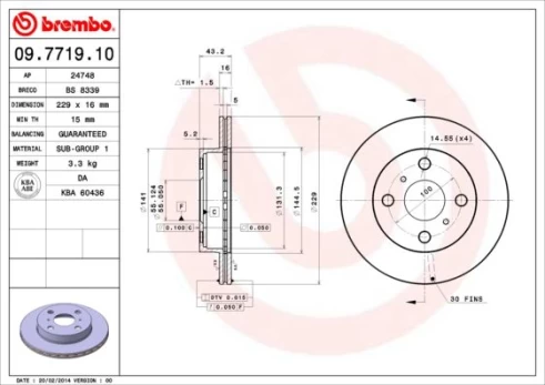 Stabdžių diskas BREMBO 09.7719.10