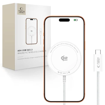 Baltas belaidis 25W Qi2.2 pakrovėjas "Tech-Protect A54 Magnetic Magsafe"