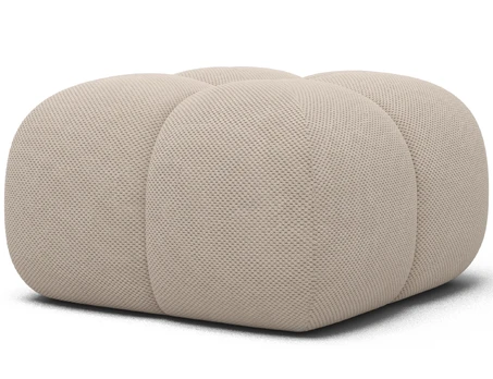 Upholstered Pouf Covio, Beige Velvet, Modern, Beige