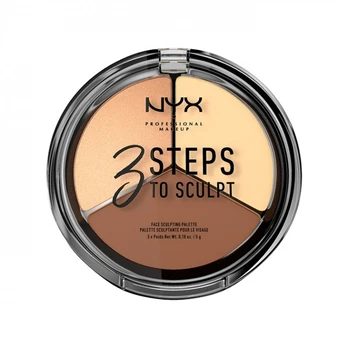 NYX PROFESSIONAL MAKEUP 3STEPS veido bruožų modeliavimo paletė, 5 g 3STS02 Light