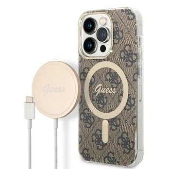 Dėkliuko ir įkroviklio komplektas Guess BUGUHMP14XH4EACSW, Apple iPhone 14 Pro Max, ruda
