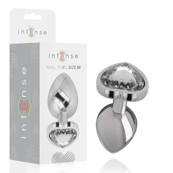 INTENSE Aluminum Metal Plug M - White Heart Crystal, 8cm