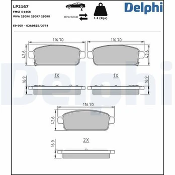 DELPHI LP2167 Brake pad set