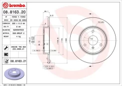 Stabdžių diskas BREMBO 08.8163.21 kaina