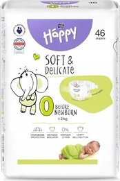 Sauskelnės Happy Soft & Delicate, 0 dydis, 1 - 2 kg, 46 vnt. kaina