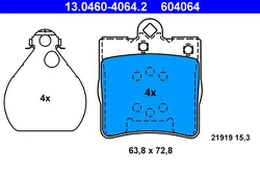 ATE 13.0460-4064.2 Brake pad set kaina