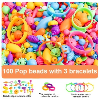 Karoliukų rinkinys, 100pcs Pop Beaded Bracelets Send 3 Bracelets (bagged)