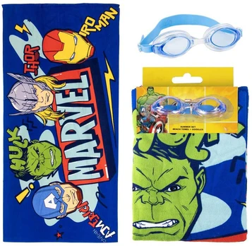 Kelioninis CERDÁ Marvel Avengers towel + swimming goggles set