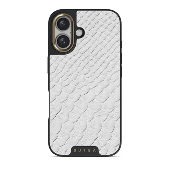 Glacial Desert - White Snakeskin iPhone 16 Case, Elite Dark (MagSafe) / Gold