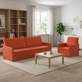 Sofa Sofos komplektas 2 vnt. Raudona oranžinė Kordūrinis audinys
