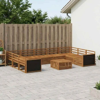 Lauko sofos komplektas 10 pcs Natūrali Kietos akacijos mediena