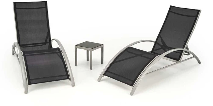 EMBOLO set of 2 sunbeds + table