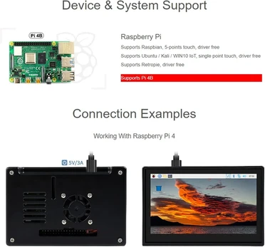 Monitorius Waveshare 4.3" Dsi Lcd su dėklu Raspberry Pi 4b