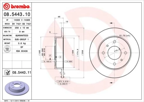 Stabdžių diskas BREMBO 08.5443.11