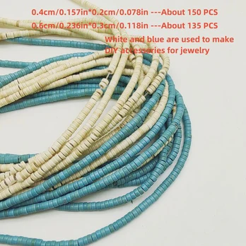 Turkio karoliukai rinkinys, White 4mm*2mm (about 150PCS)
