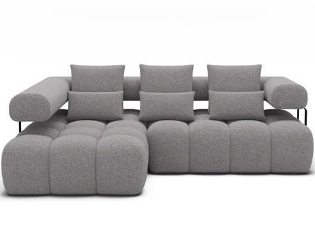 Kampinė sofa Levvi, pilka, 184 x 260 cm x 102 cm
