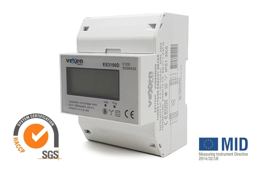 ESM3100D Three phases one tariff electrical meter 100A MID certificated