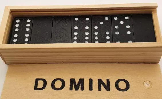 Medinis domino rinkinys dėžutėje