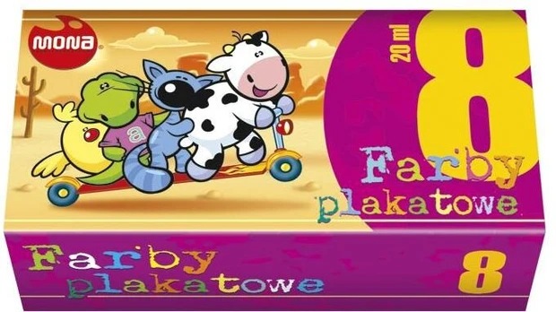 Mona plakatų dažai, 8 spalvos, 20 ml