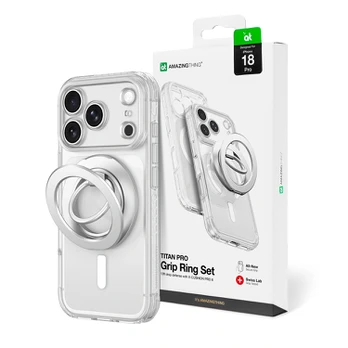 Dėklas Amazingthing Titan Pro Lens Ring Set MagSafe do iPhone 18 Pro permatomas