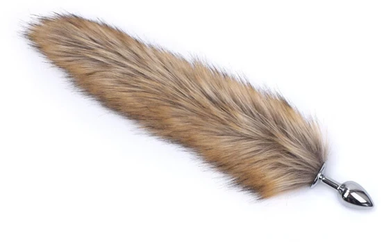 Analinis kaištis su natūraliu lapės kailiu Tail Plug, 47 cm