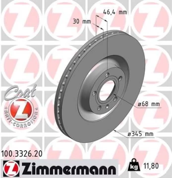 Stabdžių diskas ZIMMERMANN 100.3326.20