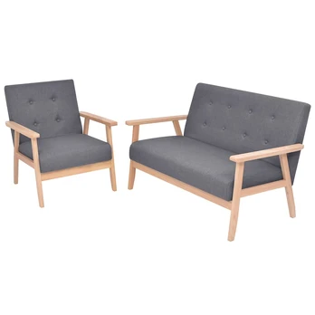 Sofa Sofos komplektas, 2d., audinys, tamsiai pilkas