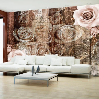 Artgeist Fototapetas - Old Wood & Roses