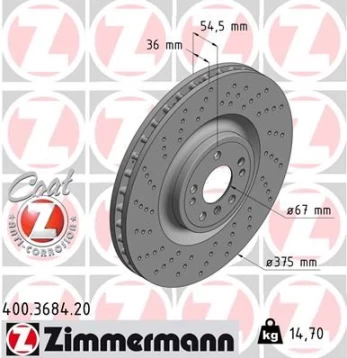 Stabdžių diskas ZIMMERMANN 400.3684.20